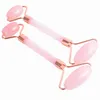 Rouleau de Quartz Rose Double tête, outil de Massage du visage, Jade naturel, pierre de Massage du visage, soins de beauté de la peau