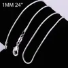Big Promotions ! 100 pcs 925 Sterling Silver Smooth Snake Chain Necklace Lobster Clasps Chain Jewelry Size 1mm 16inch --- 24inch