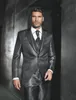 Mode Shiny Dark Grey Groom Tuxedos Peak Revers GroomsMen Mens Trouwjurk Uitstekende Man Jacket Blazer Pak (Jas + Broek + Vest + Tie) 961