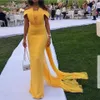 New Arrival Chiffon Yellow evening dresses Long Evening gown Simple Abiye abendkleider dubai evening dress