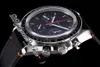 OMF MoonWatch Speedy Tuesday 2 Ultraman Manual Winding Chronograph Mens Watch Black Dial Black Leather Strap Edition New Pure337s
