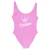 Queen Crown Letter Onepiece Swimsuit Fomen Women Sexy String Swim Suite un morceau de maillot de bain 2018 Femme Suit à saut Badpak Y200371008734