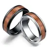 Men's Titanium Ring Wedding Band Engagement Ring Wood Inlay 8mm Comfort Fit Sizes 6 to 13