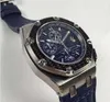 Designer-Uhren, Herren-Business-Beste Luxus-Edelstahl-Montoyas-Automatik-Chronographen mit blauem Zifferblatt und Lederarmband, antike Herren-Armbanduhren