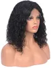 Venda quente preto curto encaracolado onda de alta temperatura fibra cabelo sem cola perucas dianteiras do laço sintético com cabelo do bebê para perucas afro-americanas