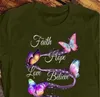 Faith Hope Love Believe Dream Women T-shirt Painted Butterfly Round Neck Short Sleeve Tshirts Female Summer Fahion Casual Tee Tops Clothing