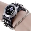 FAITHEASY Hot Sales  Unique Skull Quartz Punk Watches  Leather Sports Watch Relogio Masculino