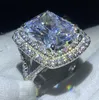 Vecalon Princess Promise Ring 925 Sterling Silver 6ct 5a CZ Engagement Bröllopsband Ringar för Kvinnor Bröllopsfinger Smycken