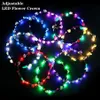 Blinkande LED-hårbandssträngar Glow Flower Crown Pannband Ljus festhår Garland Luminous Wreath Brudhuvudbonad Hawaii Dekorationer