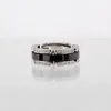 Hochzeit Schmuck Männer Frauen Ring Klassiker Schwarz -Weiß -Keramik 316L Titanium Stahlkette Eins Doppelreihe Kristallring