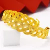 Drop Shipping Mesh 18K Yellow Gold Filled Womens Cuff Bangle Bracelet for Wedding Wholesale Lady Jewelry Accessories