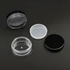 50 unids/lote 20g Base redonda transparente PS tarro de crema con malla Puff Cake Jar Nail Art caja contenedor de muestra