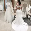 Mermaid Wedding Dresses Off The Shoulder Simple Bridal Dresses Crisscross Buttons Back White Ivory Cheap Floor Length Bridal Gown292p