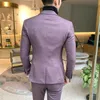 Мужские костюмы Клетчатые костюмы 4 цвета на выбор Высококачественное мужское деловое свадебное платье Мужской пиджак с жилетом и брюками Размер 5XL1229O