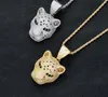 Hip Hop Leopard Head Hange Diamanten Hanger Kettingen voor mannen Women Luxe ketting sieraden Goud vergulde koperen zirkonen Cubaanse ketting