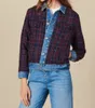 2019 outono outono manga longa redonda pescoço print tweed botões painéis jaqueta casaco mulheres casacos outwear casacos O16153240S