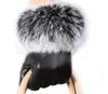 Fashion-Leather Gloves For Women New Ladies Rabbit Fur PU Leather Warm Gloves Black Mittens Winter Full Palm Touch Screen Velvet glove G037