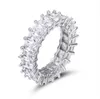 Vecalon Luxe Eternal Eternity Band Ring 925 Sterling Silver Bijl Diamond CZ-belofte Trouwringen voor Dames Bridal Party Gift