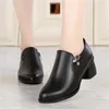 Buty Marka Plus Size Kobiety Czarne Buty Wysokie obcasy 2020 Nowa Spring Oryginalne Buty Skórzane Kobiety Heel Heel Buty 5,5 cm