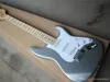 Factory Custom Silver Electric Guitar with 3 Pickups,White Pickguard,Maple Fretboard,Chrome Hardwares,Offer Customized