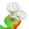 9.6 inch water pipe Silicone hookah bong smoking pipes Dab rig glass rigs portable