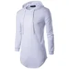 Men's T-Shirts Fashion Oversized Cotton Hooded T Shirts Long Sleeves Extend Hem Zipper Hip Hop Streetwear Casual Men Tee