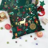 Julgrön Bomull Hot Stämpling Pillowcase Juldekoration för Hem 2019 Party Decor Kerst Nyår 2020