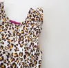 Vestidos da menina leopardo mangas meninas da criança vestido gola redonda vestidos de praia do bebê roupas de grife menina roupas de verão bebê dw3811