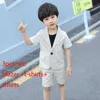 Summer Children039s Short Sleeve Suit Set Boys Performance Birthday Party Costume Kids Blazer Shorts Pants Dress Hosted Outfit9100322