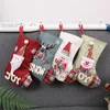 Boże Narodzenie Bałwan Stocking Wesołych Świąt Boże Narodzenie Gift Stocking Choinki Wiszące Dekoracje Dzieci Xmas Candy Prezenty Skarpety