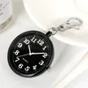 マルチカラーミニラウンドケースナース懐中時計女性レディガールクォーツペンダント腕時計アラビア数字発光ダイヤルキーホルダー時計
