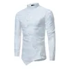 shirt ocasional de esporte branco velo Lazer Bonito shirt projeto hemline Irregular moda para casuais camisas escuras de mangas dos homens