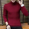 Neue Mode Herren Stricken Revers Pullover Langarm Rollkragen Kleidung Einfarbig Regelmäßige Pullover für Männer Winter Stehkragen mit M-3XL