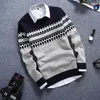 Dimusi Jesień Męskie sweter sweter Casual Mężczyźni O-Neck Paski Turtleneck Koszula Mężczyzna Wełna Slim Fit Dzianiny Pull Swetry Odzież1