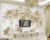 modern wallpaper for living room Golden lily wallpapers European-style 3D stereo TV background wall