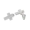 18k guld bling cubic zirconia cross örhängen studs mens kvinna hip hop stud örhängen iced out diamant rapper smycken gåvor för pojkar tjejer