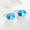 Water Drop Silver Mode-sieraden Hot Koop Ovaal Crystal Big Stone Rhombus Drop Earring Valentines Day Gift