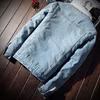 Män Denim Jackor Coats Trendig Varm Fleece Tjock Jacka Vinter Fashion Mens Jean Outwear för Man Cowboy Vit Fur Collar Plus Storlek