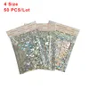 50 PCS/Lot sac à bulles aluminisé holographique épaissir enveloppe à bulles haut de gamme film co-extrudé vêtements express enveloppes en mousse