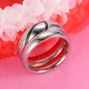 Half Heart Ring en acier inoxydable Cercle Simple Real Couple de mariage anneaux de fiançailles et navire sablonneux