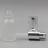 Bouteille de parfum ronde en verre givré rechargeable de 30ML, 1Oz, avec atomiseur en aluminium, contenant vide de pulvérisation de maquillage cosmétique pour voyage