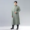 Winter Long Tang Suit cheongsam Jacket Traditional Chinese ethnic clothing Robe Cotton Linen Hanfu national style male garments