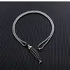 Wholesale-hip hop design stylish cool titanium steel men fish bone pendant necklace 70cm chain