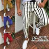 Mode-mannen Casual Gestreepte Lange Jogger Broek Mens Harem Fitness Joggers Stripe Stedelijk Straight Drawstring Slim Fit Broek 3XL