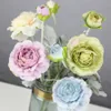 Bloom artificial fake peonies silk flowers backdrop for a wedding home decoration blue dahlia flowers lotus flocking leaves stem8029535