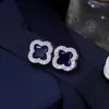 Pendientes de hoja de circonia cúbica para mujer, joyería de diseñador de marca, pendientes de Hip Hop de lujo para boda, CZ, nueva moda