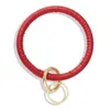 Wholesale- fashion ins designer simple outdoor sports leather skin bangle bracelet for woman with key ring 16 colors