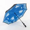 Windproof Reverse Umbrella New Design 82 Colors Double Layer Inverted Umbrellas C Handle Umbrellas For Car Printable Customer Logo EEA531