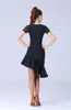 Scena noszona czarna łacińska moda 2022 Kobiety zestaw kostiumów sukienki salsa samba krótkie rękawy koronkowe sukienki