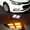 シボレークルーズ2016 2017 2018の2PCS DRL LED DAYTIMEランニングライトオートライトイエローシグナル防水フォグランプ